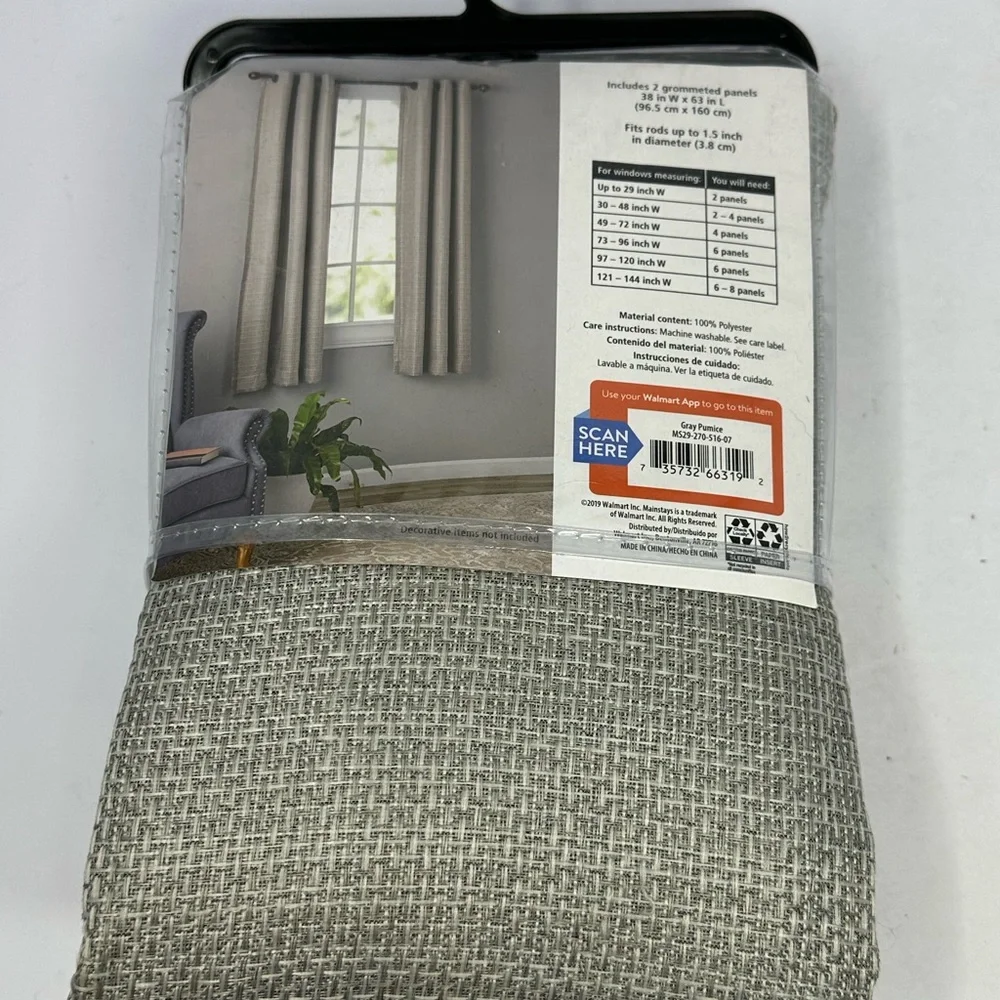 Mainstays Light Gray Blackout Curtain Panel Pair